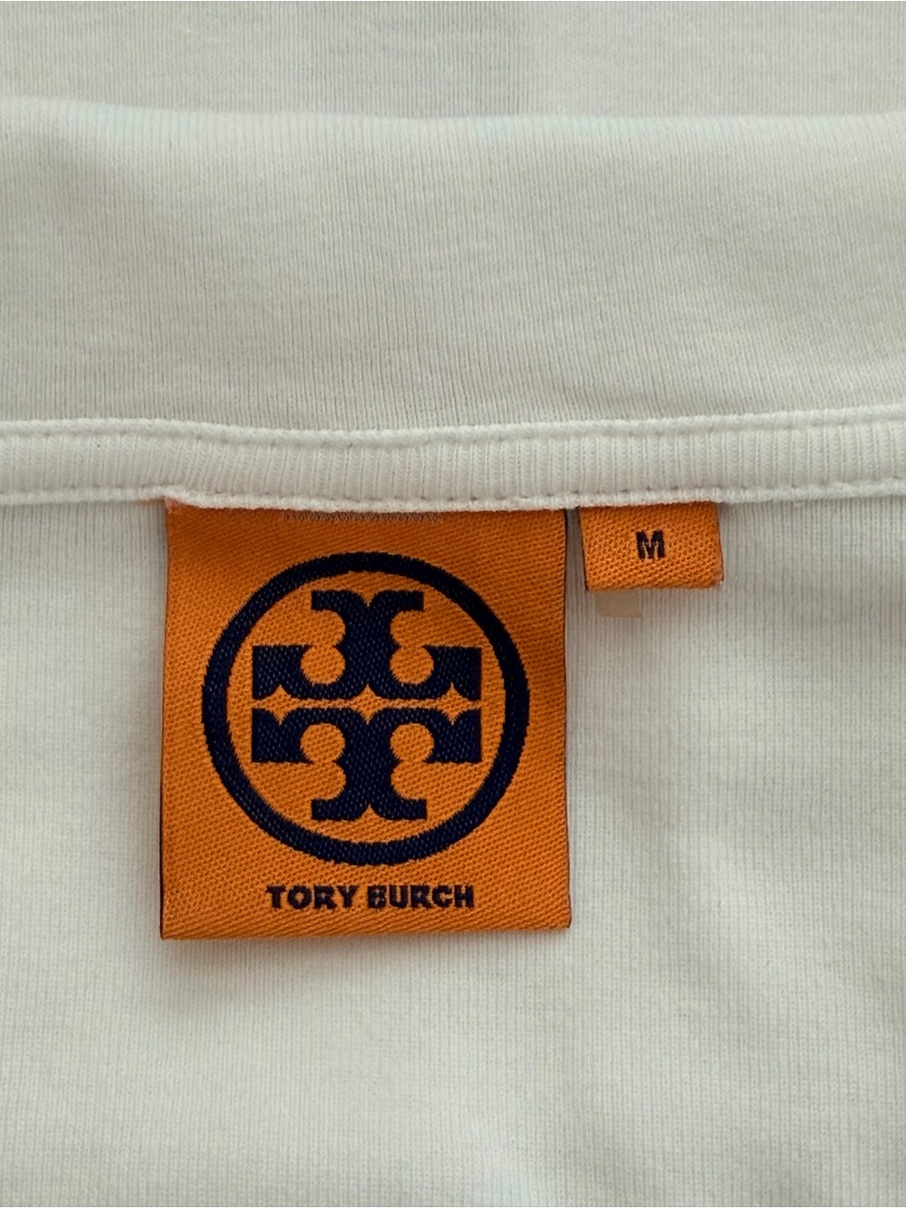 Tory Burch White Knit Polo Top Logo Buttons 3/4 Sleeve Stretch Classic Size M - Picture 7 of 11